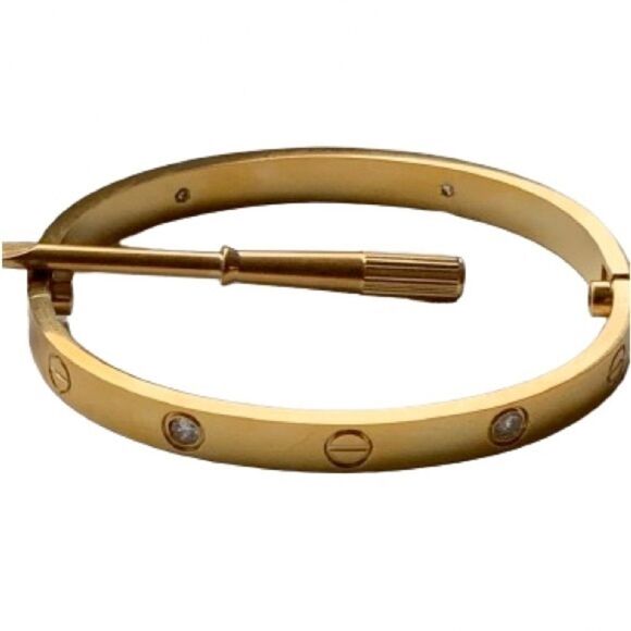 Iconic Gold Tone Screw Bracelet, Screwdriver & Crystals, Unisex Luxury Bangle - Picture 1 of 9